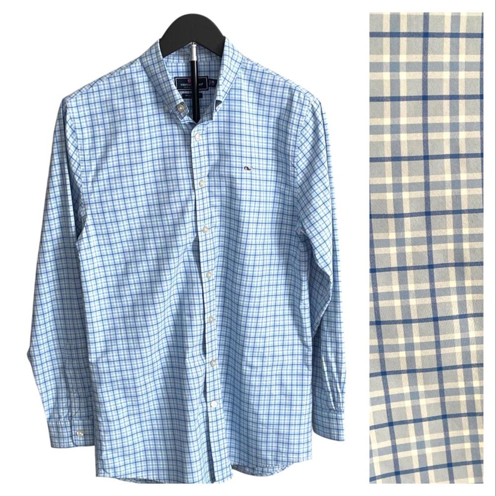 Vineyard Vines Boys XL-18 Plaid Button Down Shirt LS Whale